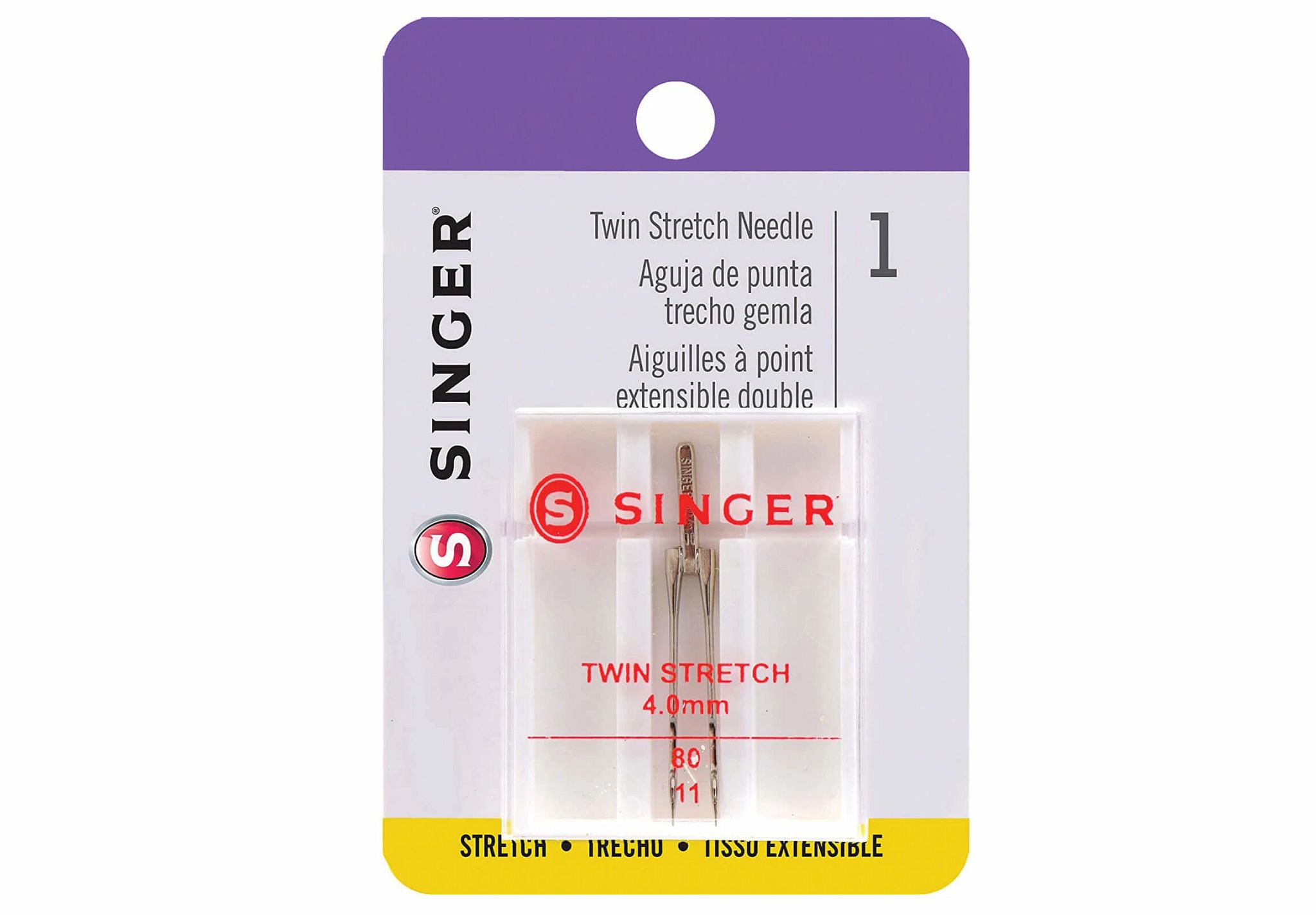 SINGER 4mm Twin Stretch Needles, Size 80/11