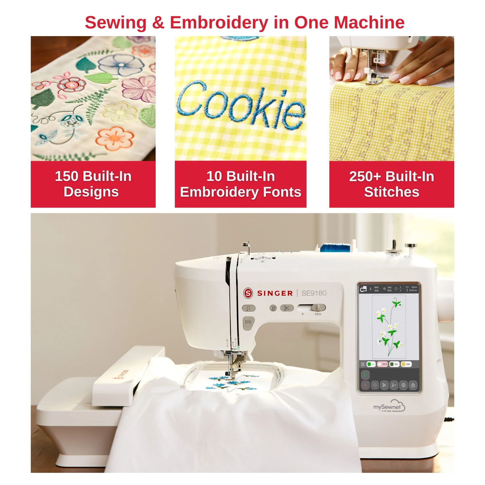 SE9180 Sewing and Embroidery Machine and Hoops Bundle