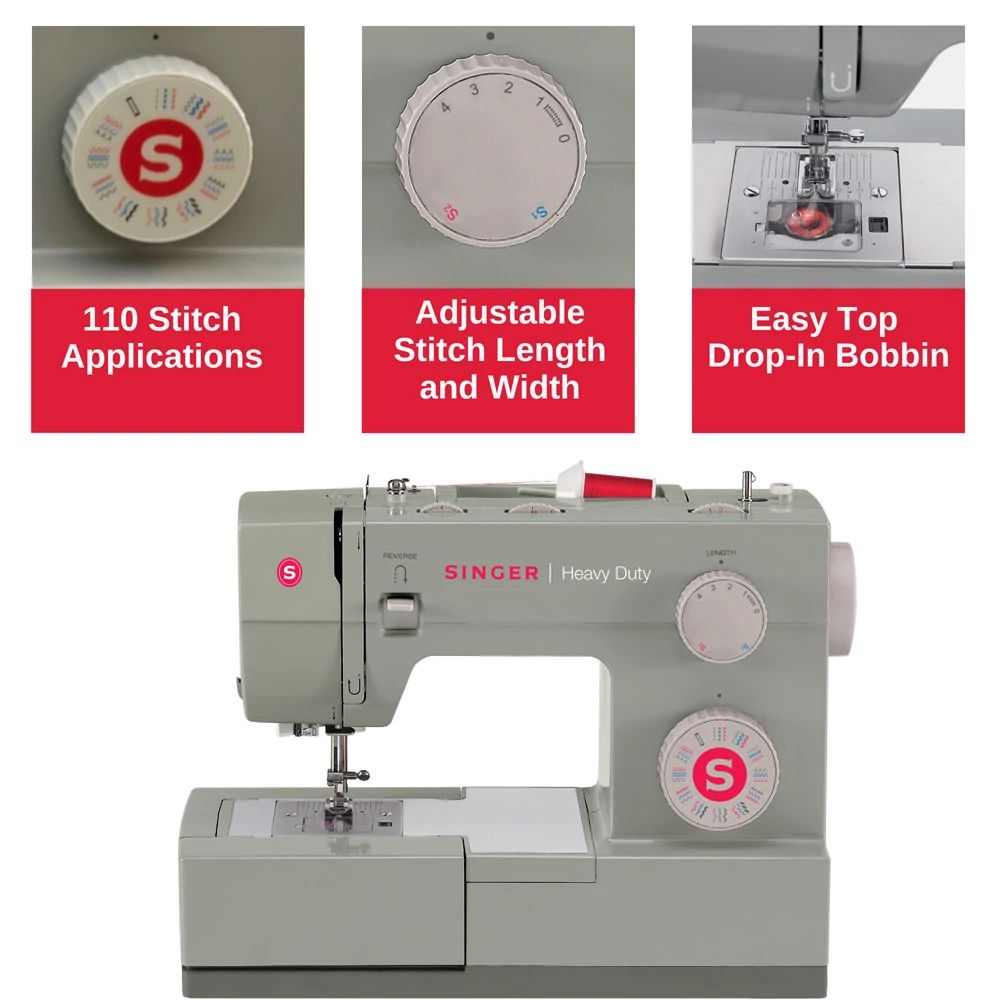 SINGER | Heavy Duty 4452 Sewing Machine, Gray & Side Cutter Attachment  Presser Foot, Simutaneously Trims & Hems Edges, Zig-Zag or Overstitch -  Sewing