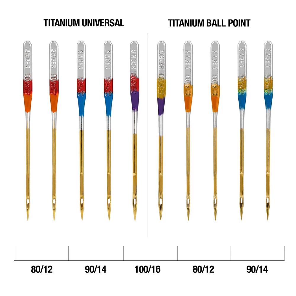 SINGER Titanium Universal & Ball Point Needles, Assorted Sizes