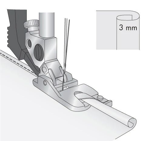 3 mm:n rullapäärmejalka, IDT™-järjestelmä