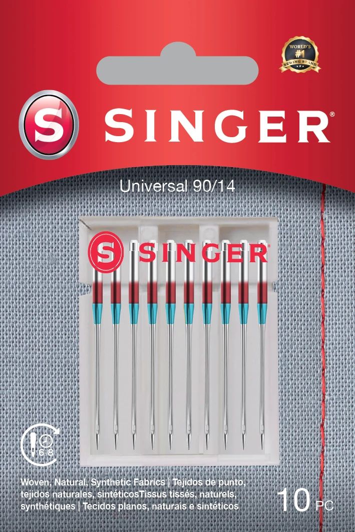  SINGER 10-Pack Universal 2020 Sewing Machine Needles, Size 90/14