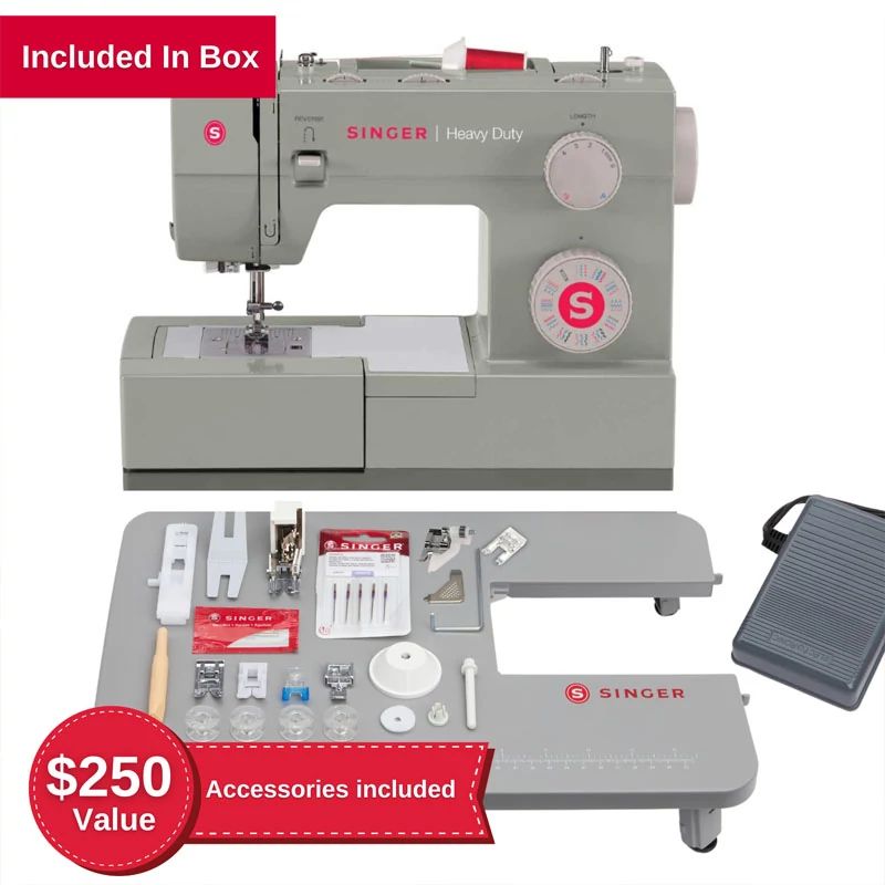 Singer 4452 Heavy Duty Sewing Machine With 110 Stitch Applications, 32  Built In Stitches, Foot Pedal For Pressure Adjustment, And Accessories,  Gray : Target