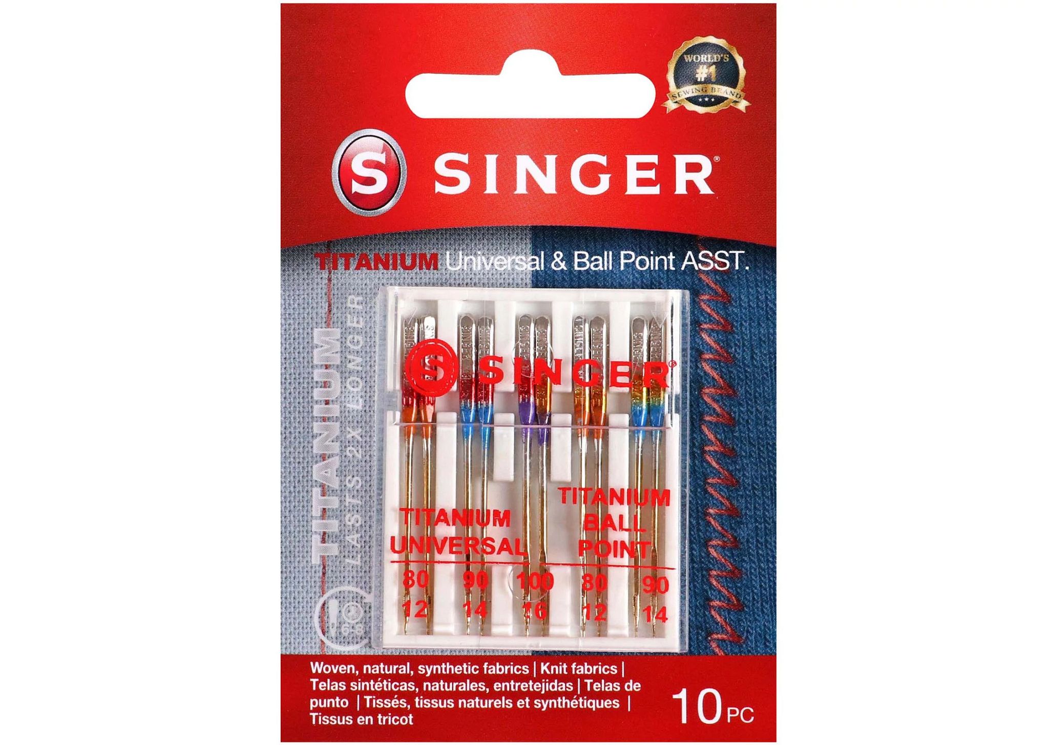SINGER Titanium Universal & Ball Point Needles, Assorted Sizes 