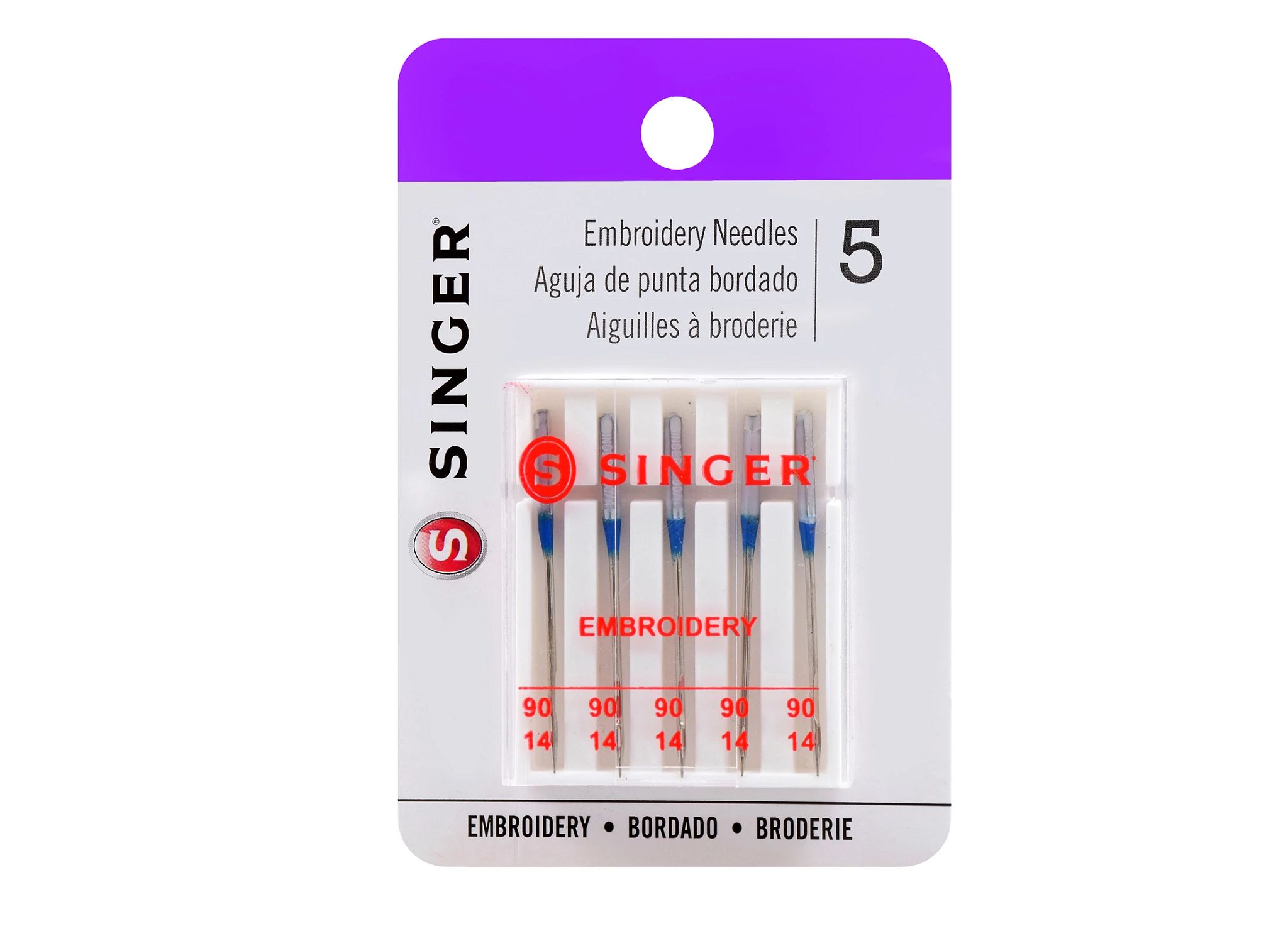 SINGER Embroidery Needles, Size 90/14