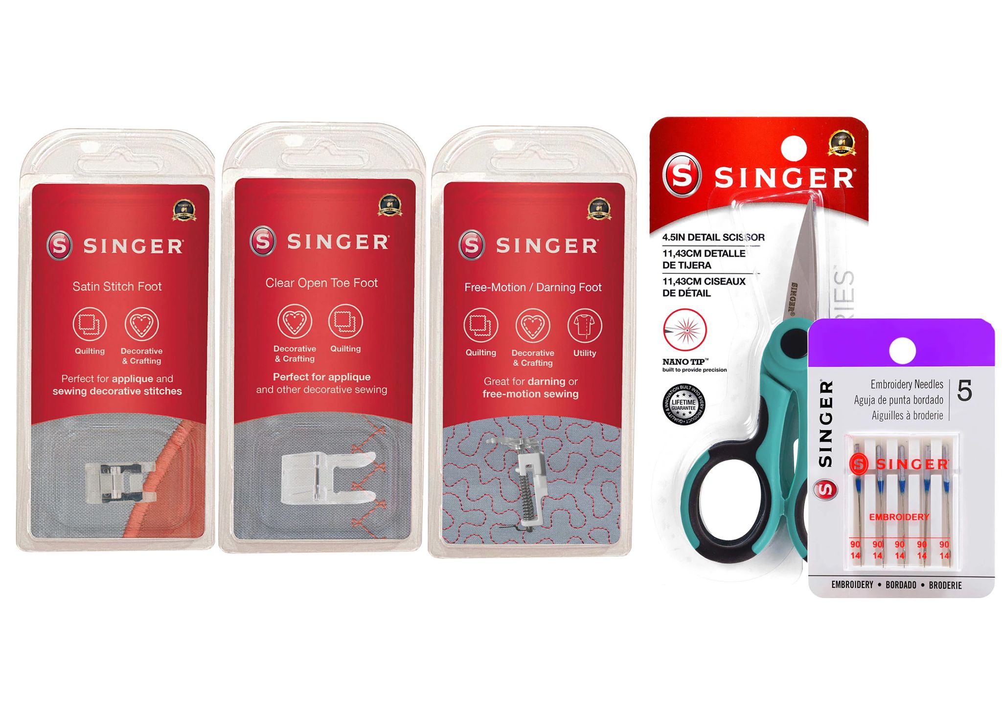 Multipack of 3 - Singer Small Sewing Basket Kit 126pcs-Multi