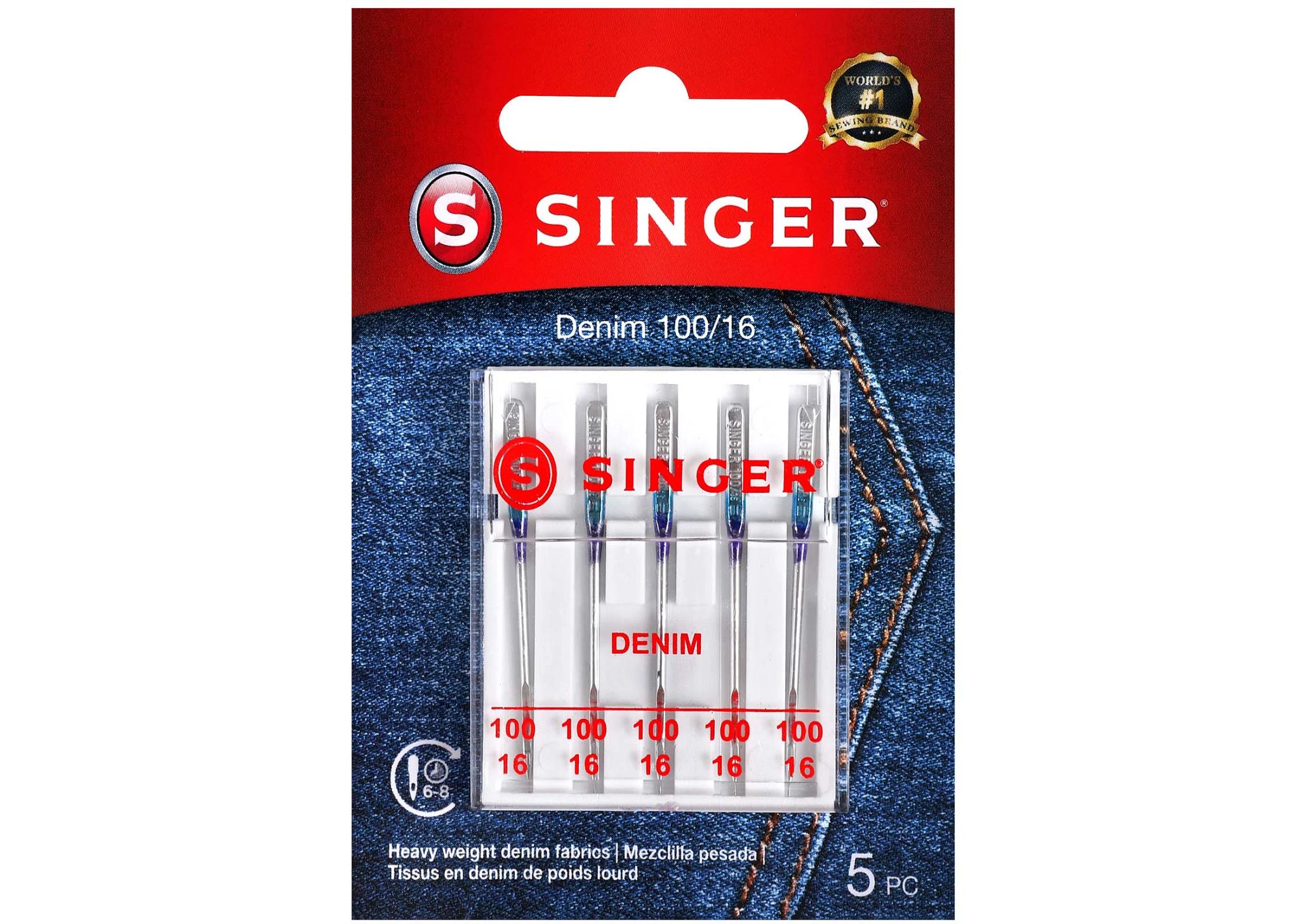 SINGER Denim Needles, Size 100/16 