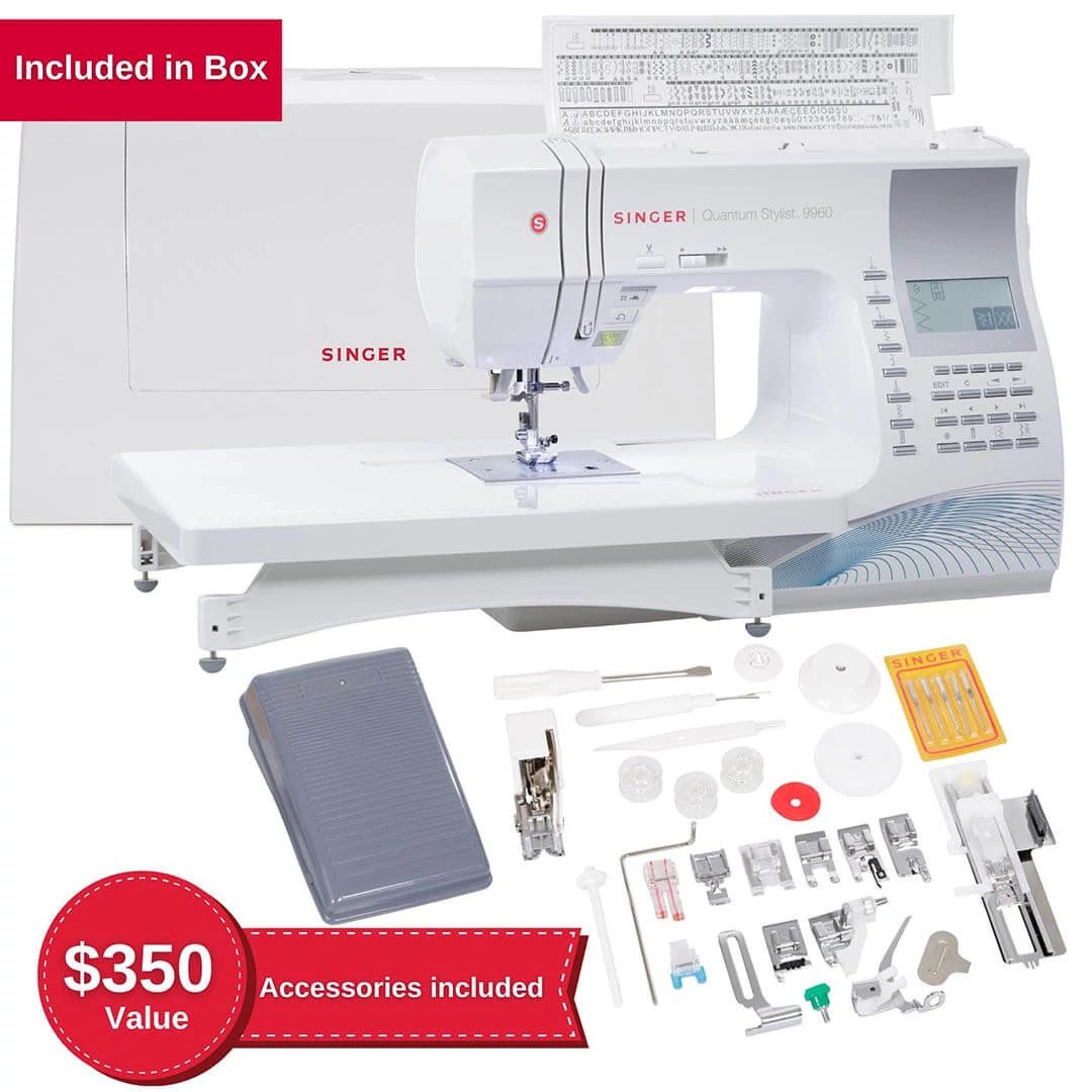 Singer® 9960 Quantum Stylist™ Computerized Sewing Machine With Accessory  Kit, Extension Table - 600 Stitches & Electronic Auto Pilot Mode